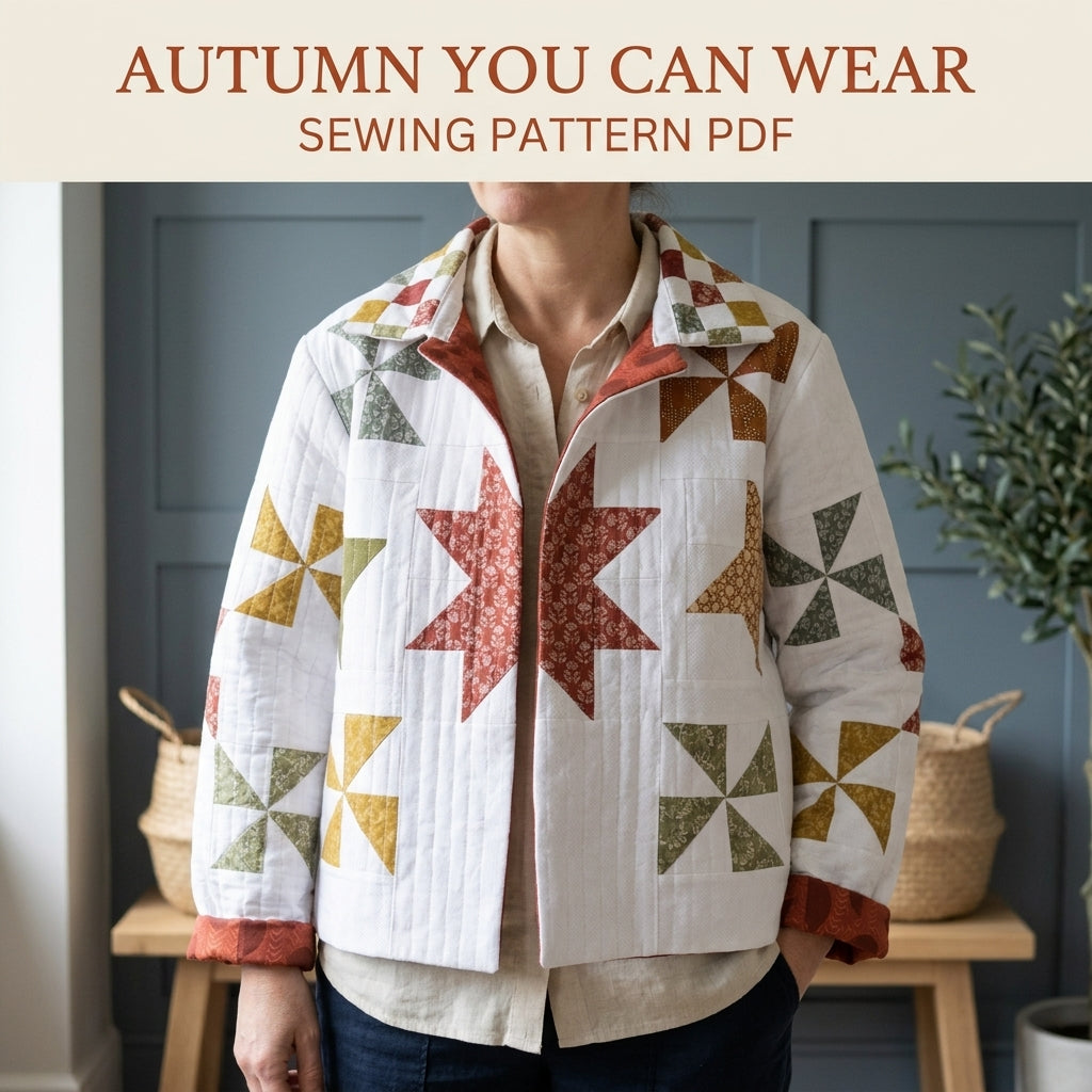 Autumn Star and Pinwheel Jacket Sewing Pattern PDF – Quilted Jacket with Back Medallion