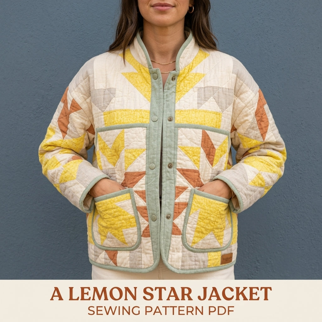 Lemon Star Quilt Jacket Sewing Pattern PDF – Boxy Quilted Coat