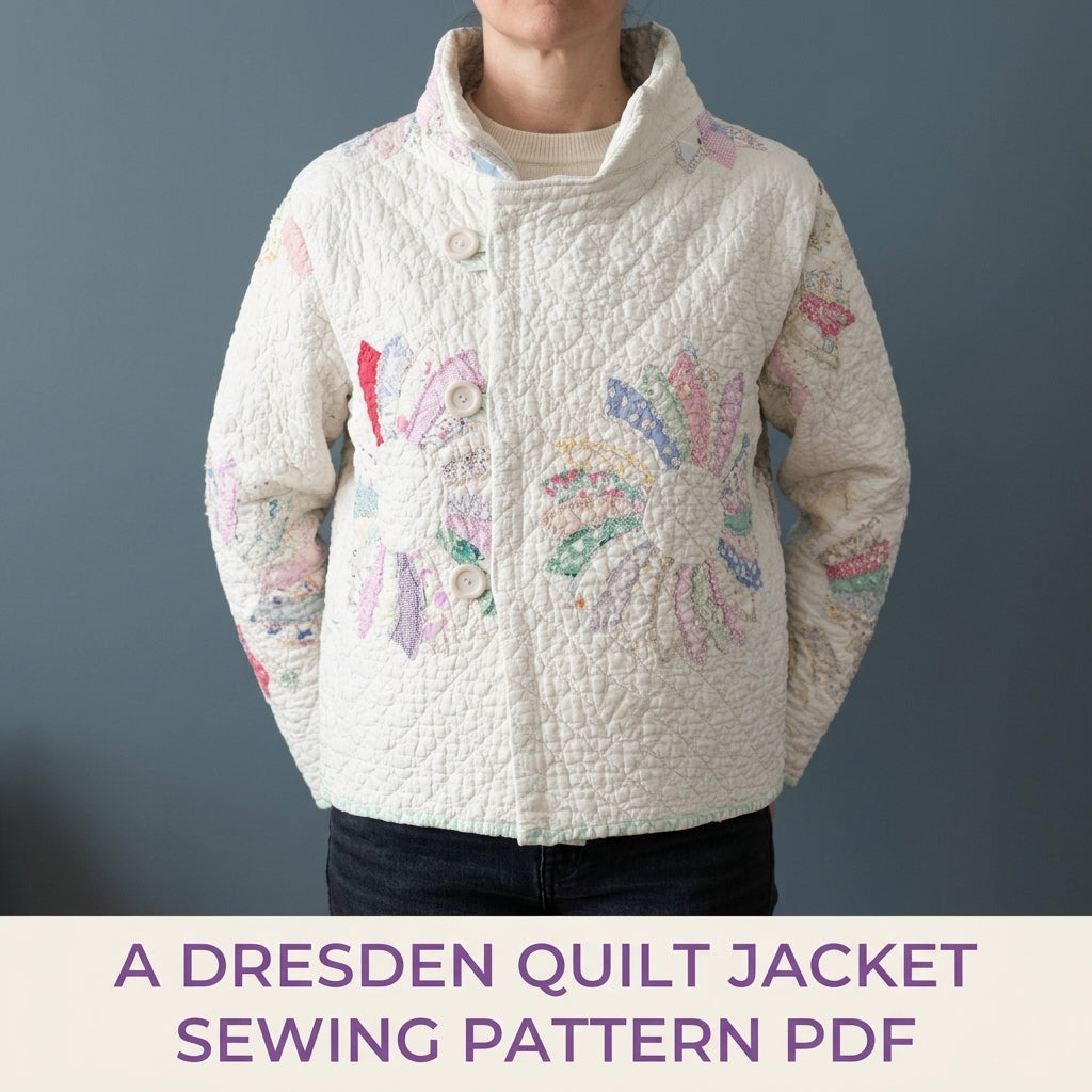 Dresden Plate Quilt Jacket Sewing Pattern PDF – Upcycled Quilt Coat