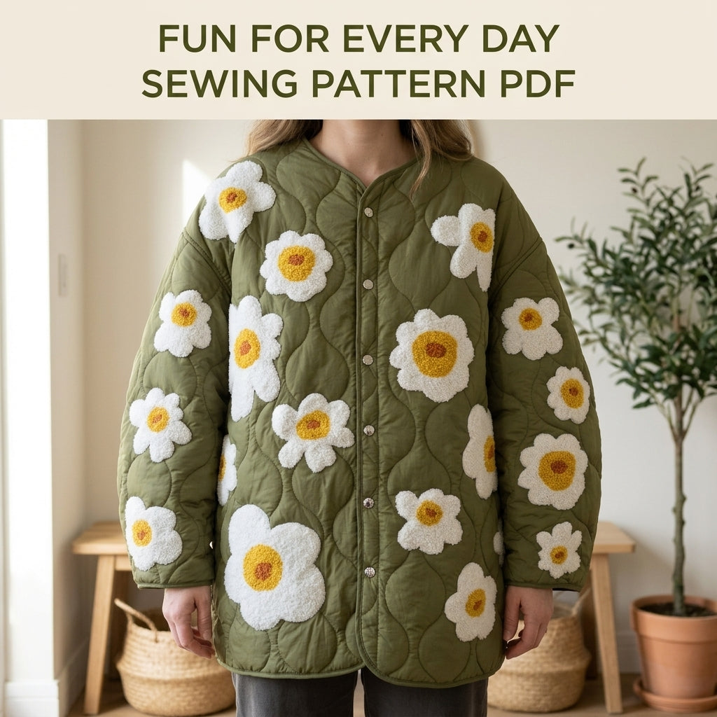Daisy Quilted Liner Jacket Sewing Pattern PDF – Collarless Quilted Jacket