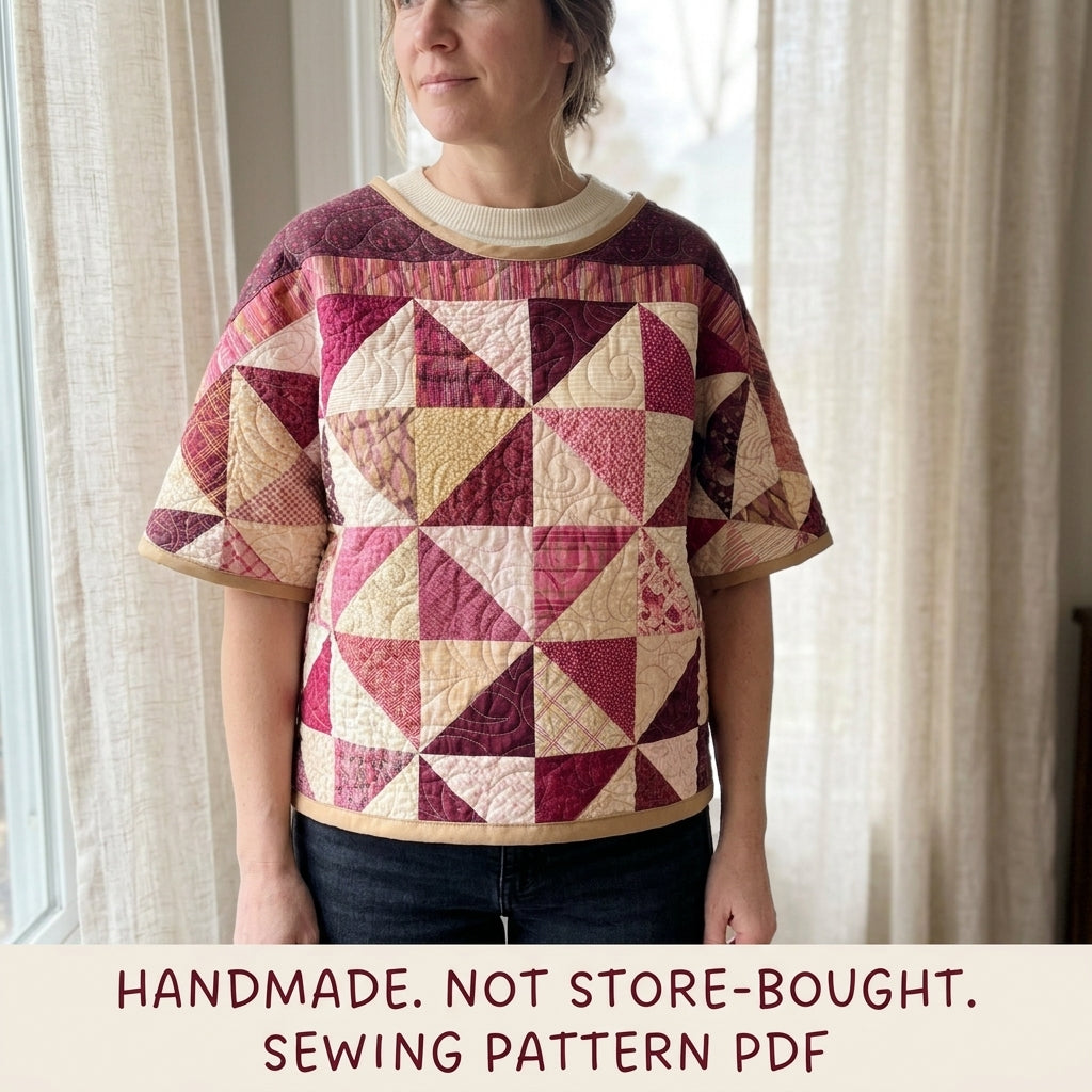 Pinwheel Quilted Top Sewing Pattern PDF – Boxy Dolman Sleeve Quilt Top