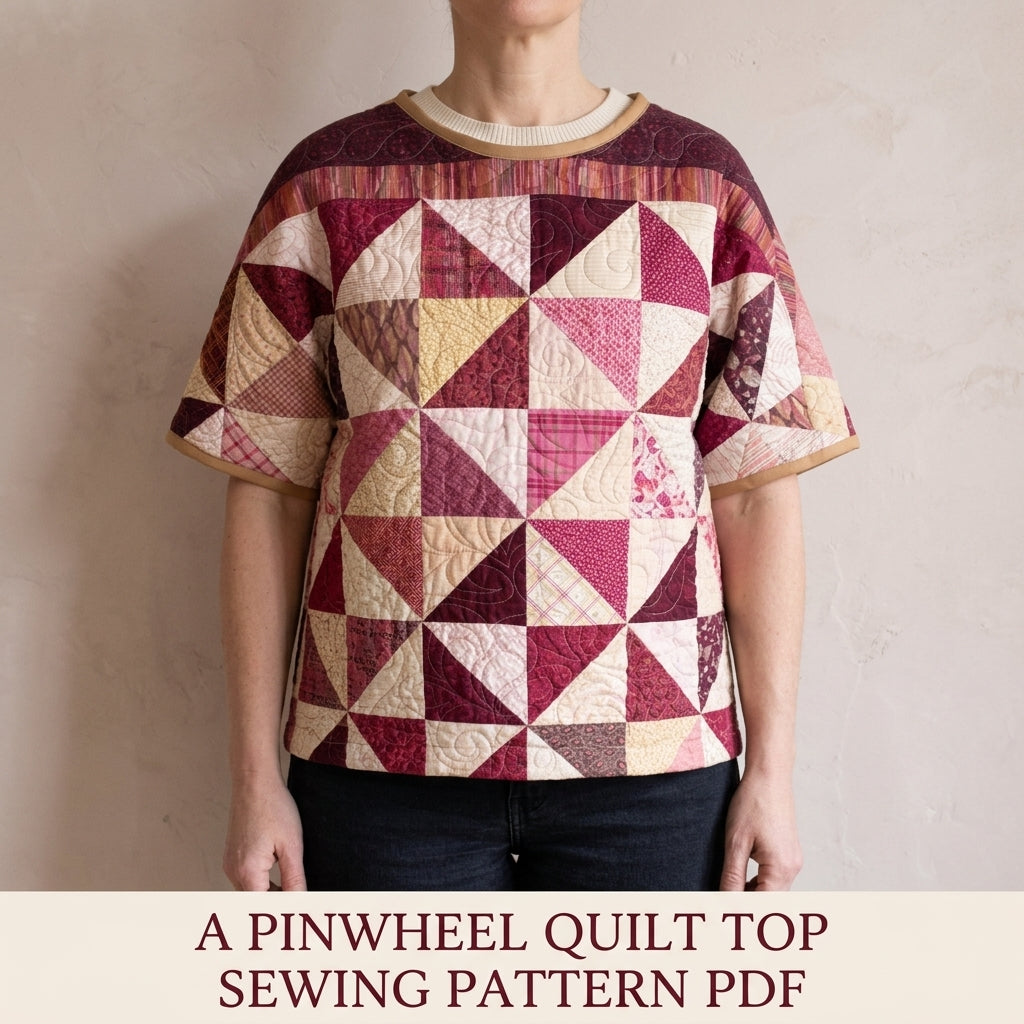 Pinwheel Quilted Top Sewing Pattern PDF – Boxy Dolman Sleeve Quilt Top