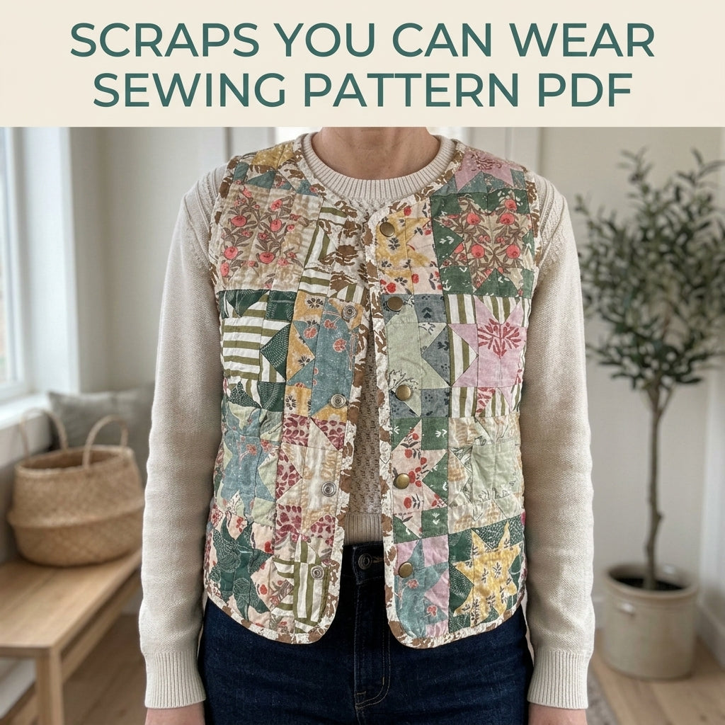 Sawtooth Star Patchwork Vest Sewing Pattern PDF – Quilted Scrap Vest