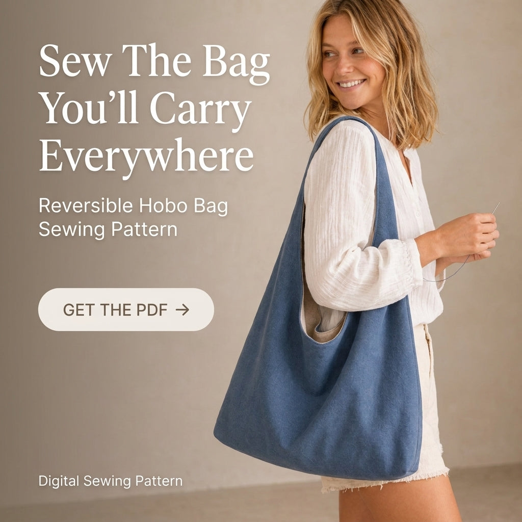 Reversible Hobo Bag PDF Sewing Pattern | Large & Medium Slouchy Shoulder Bag | Beginner Bag Sewing | Instant Download