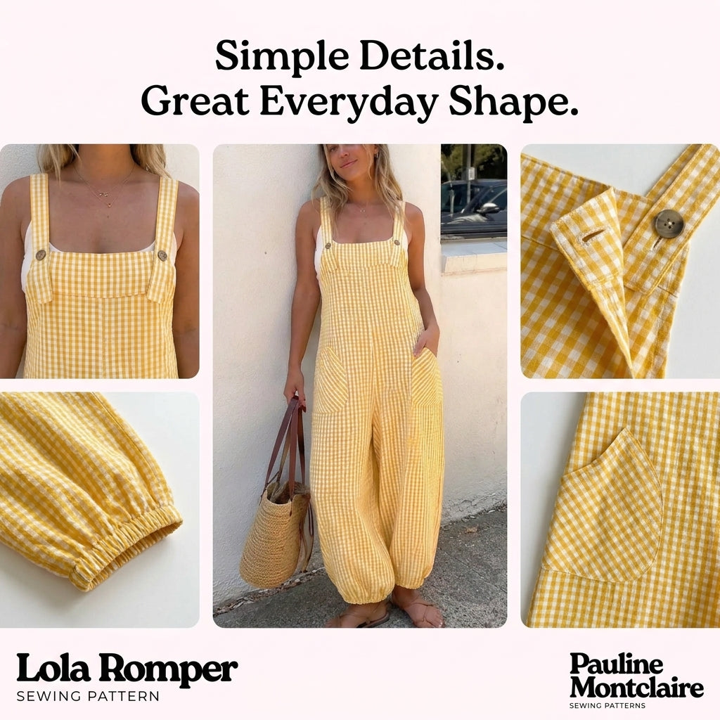 Dungaree Romper Sewing Pattern — Oversized Wide-Leg Jumpsuit with Elasticated Cuffs, Sizes XS–3XL, A0 and A4 PDF