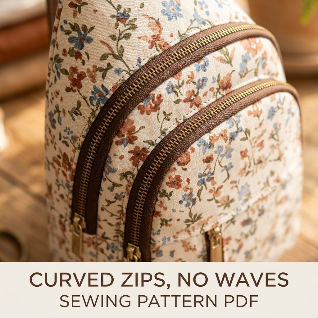 Floral Double Zip Sling Bag Sewing Pattern PDF – Crossbody Chest Bag