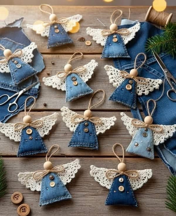 Denim Angel Ornament PDF Sewing Pattern | Upcycled Jeans Christmas Decorations | Scrap-Busting Beginner Project | Instant Download