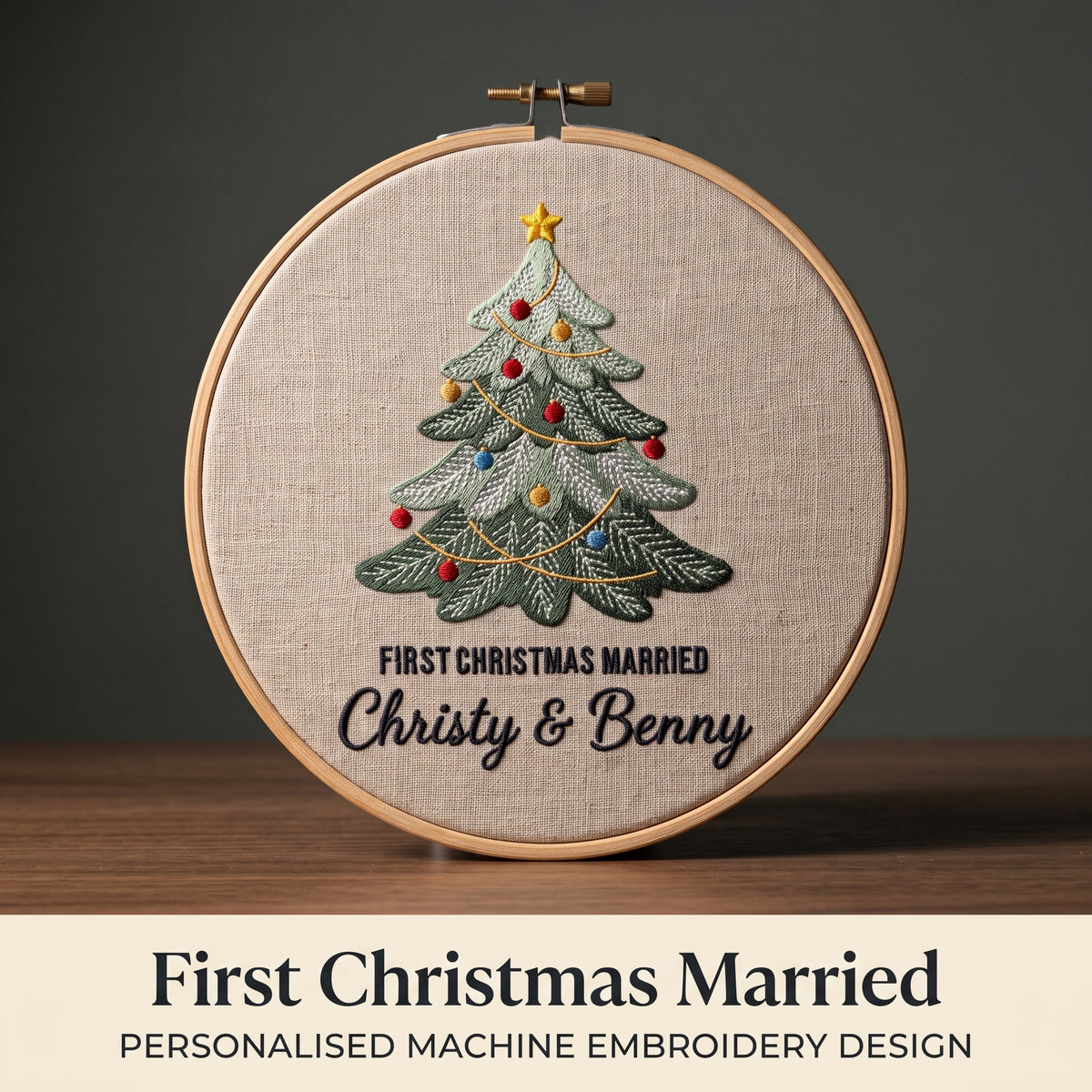 First Christmas Married Machine Embroidery Design, Wedding Gift