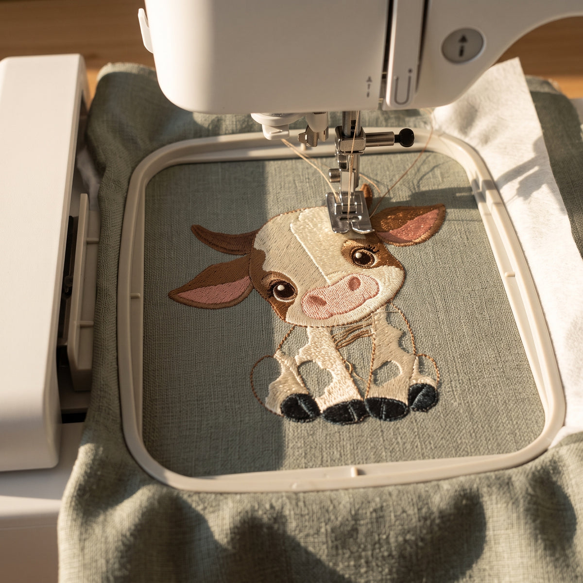 Cow with Daisy Crown Machine Embroidery Design, Nursery, 5 Sizes