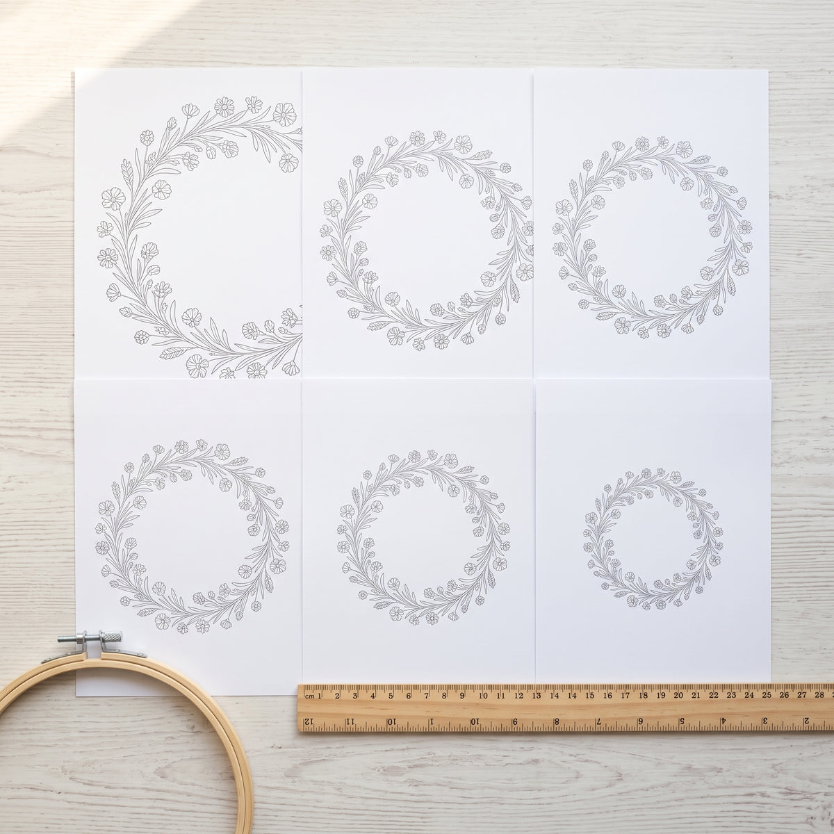Hand Embroidery Flower Pattern PDF SVG, DMC Chart, 3-8 inch Hoops