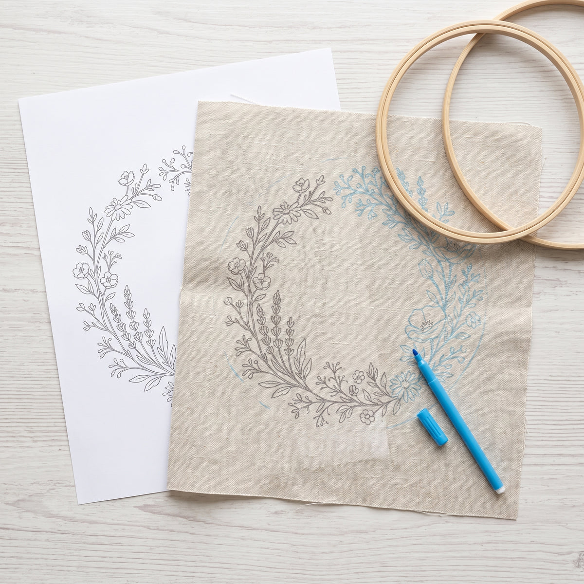 Hand Embroidery Flower Pattern PDF SVG, DMC Chart, 3-8 inch Hoops