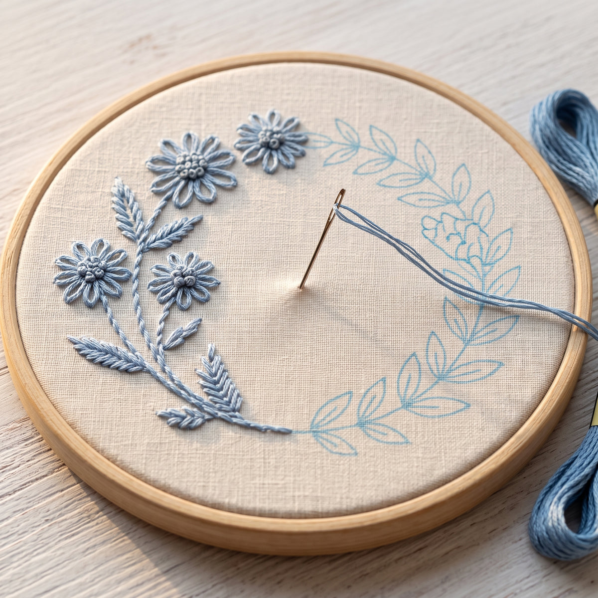 Hand Embroidery Flower Pattern PDF SVG, DMC Chart, 3-8 inch Hoops