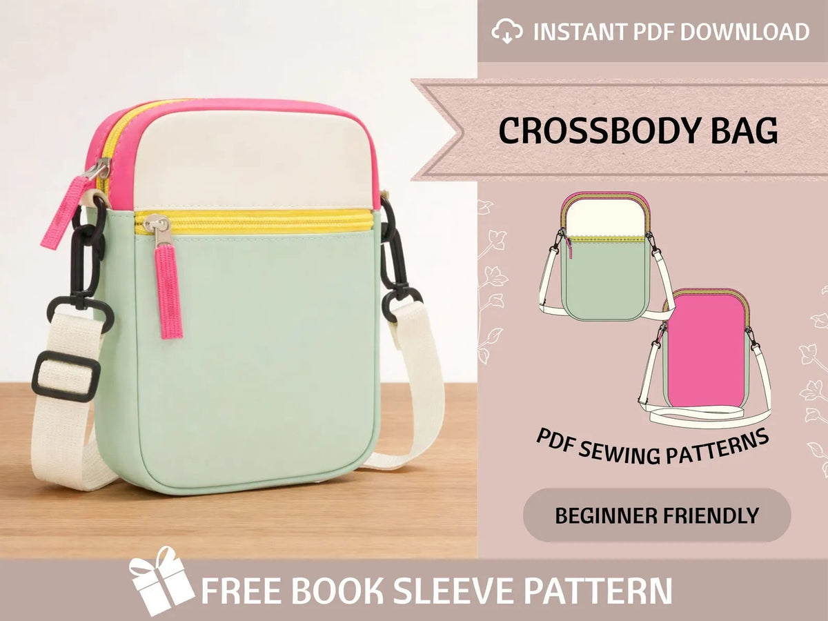 Phone Crossbody Bag Sewing Pattern — Two-Pocket Mini Bag with Adjustable Strap, Beginner Friendly, PDF Download