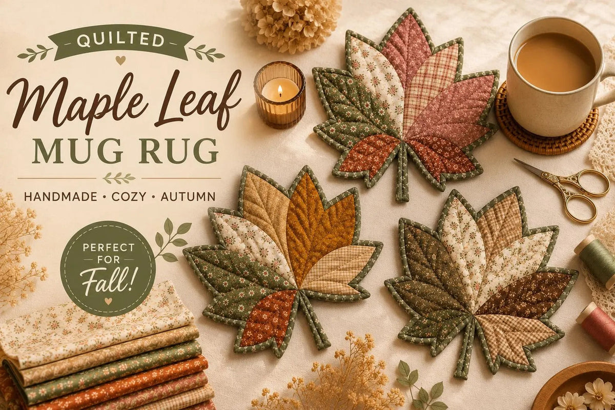 Maple Leaf Mug Rug Pattern — Quilted Autumn Coaster in 2 Sizes, Beginner Friendly, PDF Download