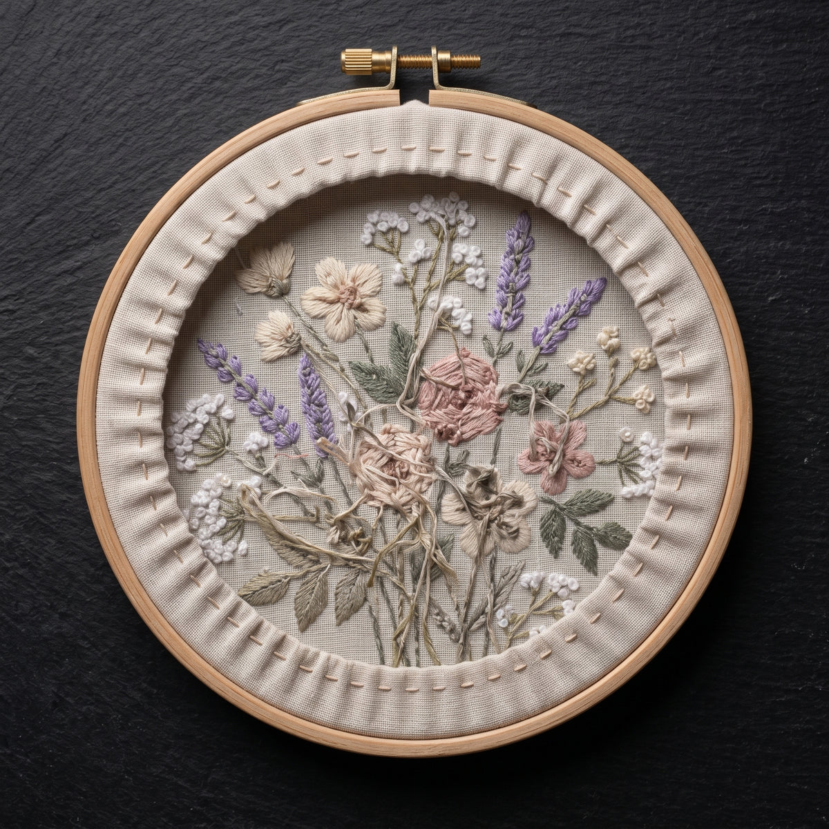 Wildflower Hand Embroidery Pattern PDF, Beginner Floral Hoop Art